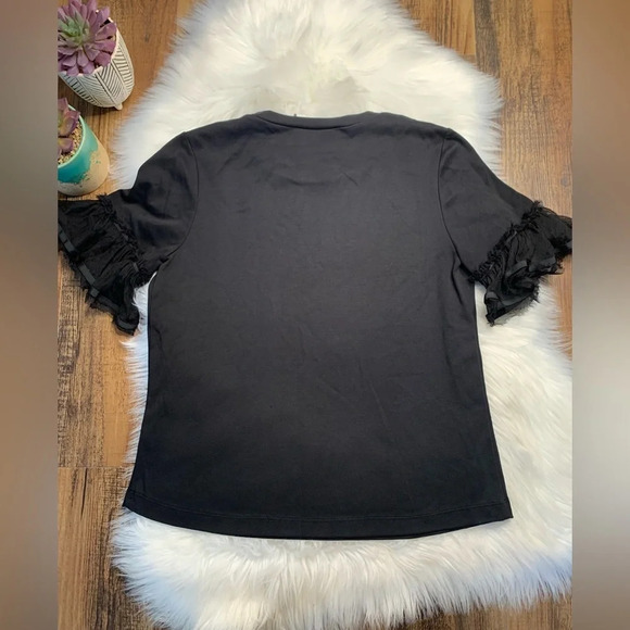 Alexis Tera Flutter Sleeve Crew Neck Combo Tee Black - Picture 6 of 8